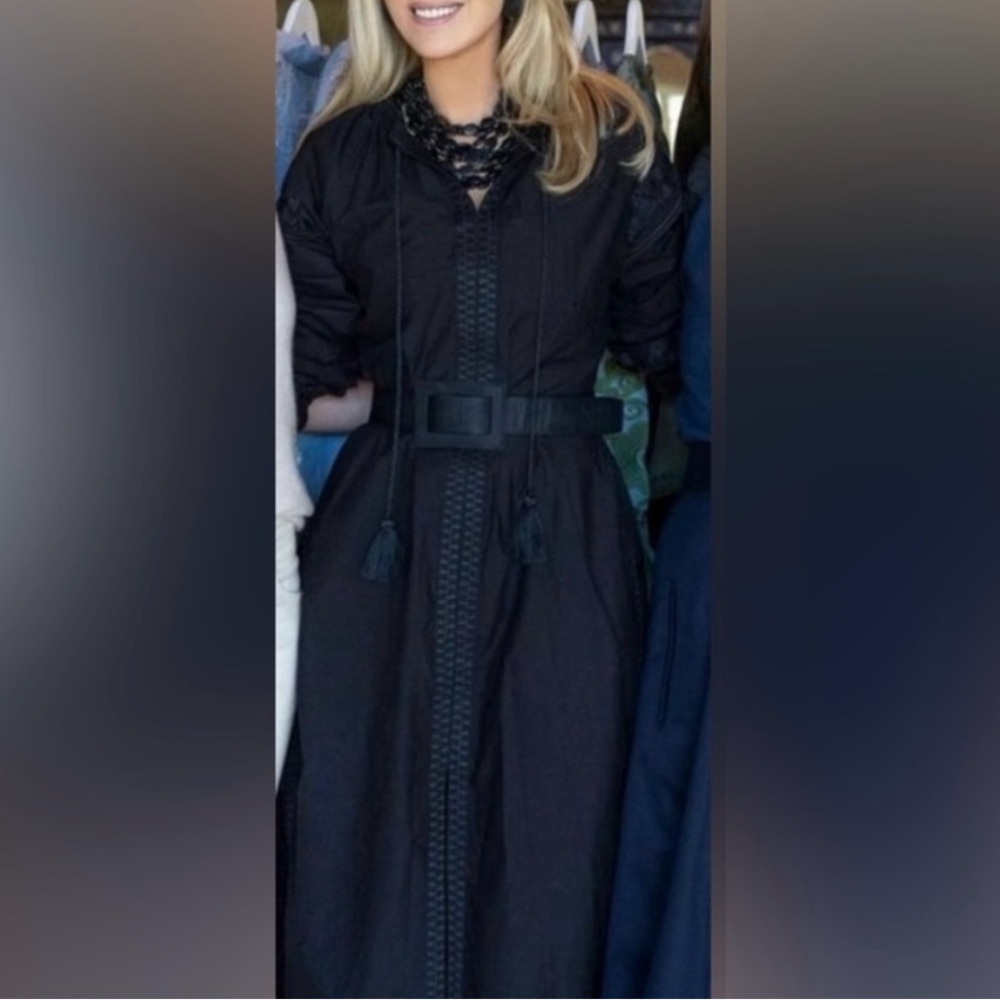 Black A-Line Puff Sleeve Cocktail Dress - Picture 2 of 6